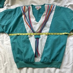 Vtg 80s 90s TEDDI Teal Blue 2pc Pant Set Small Retro Mom Coastal Grandma Rope
