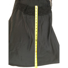 Cocktail Dentelle Dress Black Size S Roses Chiffon Bow Accent Strappy Slip