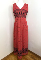 Vtg Mod Maxi Dress The Kollection Red/White Swiss Polka Dot See Measurements