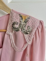 Vintage 80s Taurus Nites Petites Size 8 Pink Dress Beads 80s Party Costume