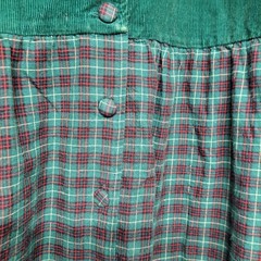Vintage Susan Bristol Dress Cottage Core Pockets Green Plaid Buttons SIZE 12