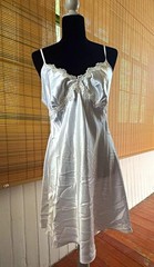 Linea Donatella Ivory Satin Lace Trim Slip, Polyester, Size XL