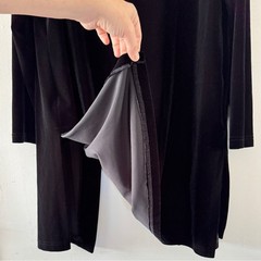VTG Ronni Nicole II Black Stretch Velvet Duster Kimono Cardigan Long Sleeve 14W