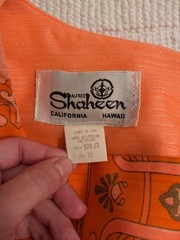 Vintage 1970’s Alfred Shaheen Peachy Pink / Orange Puff Sleeve Maxi Dress