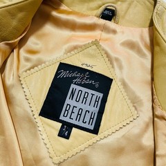 1990s–Y2K North Beach Leather Cropped Button Vest Beige Women’s XS/S