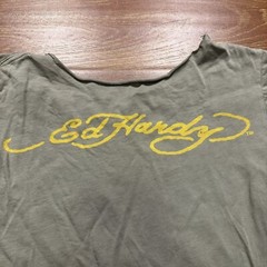 Vintage Ed Hardy Christian Audigier T Shirt S Gray Tiger Baby Tee VTG Y2K City