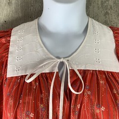 Vintage House Dress Red Floral 1/2 Sleeve Maxi Dress Tie Neck Size 10 Andrade
