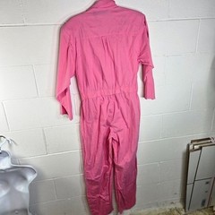 Vtg 80s Bubblegum Barbie Pink Cotton Long Sleeve One Piece Jumpsuit