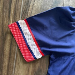 Vintage 70s Carol Bennett Red White Blue Polka Dot Maxi Dress Patriotic Muumuu M