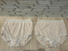 2 Vtg Olga Famous Scoop Secret Hug #873 Full Granny Panty Brief 5/S Beige