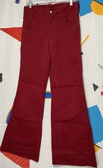 Vintage 70s Bell Bottom Pants 31×33 Wide Leg Flare Bareback Big Belt Loops Twill