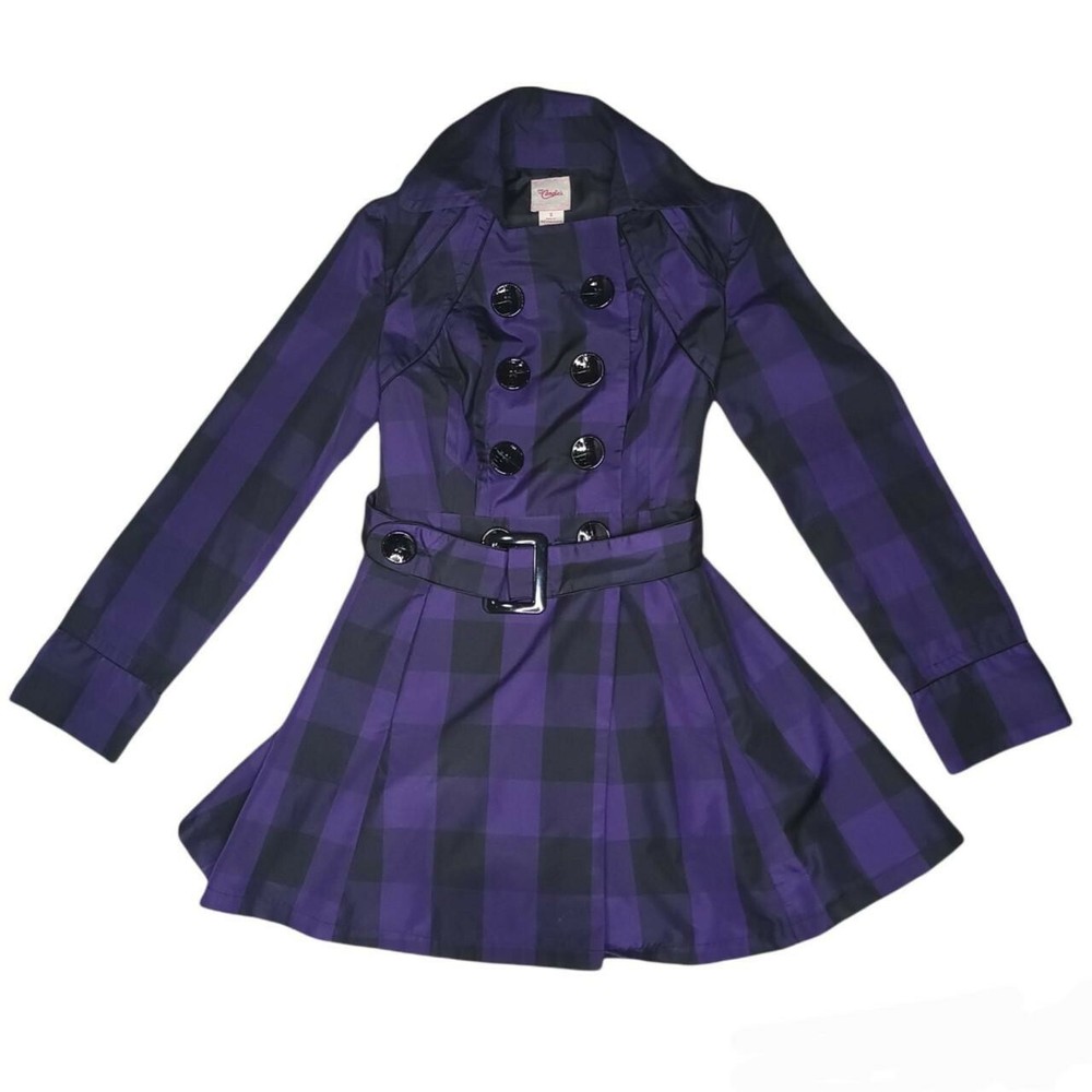 VINTAGE CANDIES MALLGOTH CHECKERED PURPLE BLACK COAT SZ SMALL