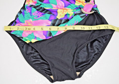 Vintage Swimsuit Robby Len Size 8 80s Neon Hawaiian Floral Side Clasp Made USA