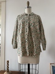 Mid Century Handcrafted Floral Cotton Smock Top Artist Workwear Folk Prairie OS