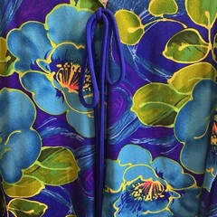 Vintage Sears Hawaiian Fashions Tropical Floral Barkcloth Long Maxi Dress Sz 10