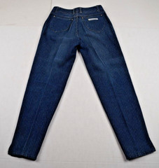 Vintage Jordache Jeans 26 x 26.5 80s Blue Light Blue Pin Stripes High Waist