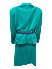 Vintage Bleyle USA Teal 2 Pc Skirt Suit w Belt Women’s Jacket Skirt Set 80s