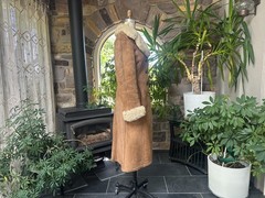 Vintage 1970s Tan Suede Shearling Sheepskin Coat Made in Argentina
