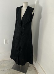 Antique Mourning Era Edwardian Black Duster Overcoat