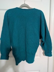 Vintage 80s Cedars Teal Lambswool Angora Sequin Embellished Sweater Womens Sz M