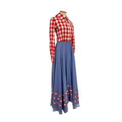 Vintage 1970s Roger Milot for Fred Perlberg Picnic Gingham Chambray Maxi Dress