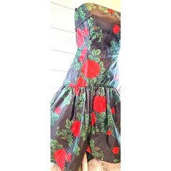 Morton Miles Design 80’s Vintage Floral Rose Print Party Cocktail Prom Dress