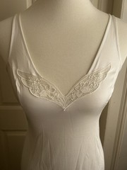 Vintage White Nylon Lace Trim Slip Dress Cottagecore Bridal XS/XXS Valisère