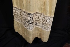 Antique Edwardian French Yellow Cotton & Silk Dress Size Small