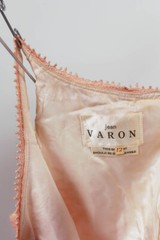JEAN VARON pink column lace silk prom maxi dress VTG Size 12 Empire line 1960’s