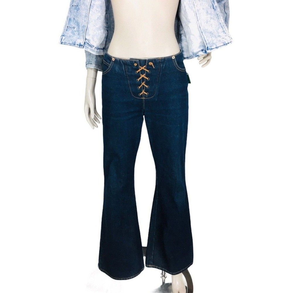 Vintage 90s Y2K Jordache Denim Laced Waist Bell Flare Jeans Women’s Size 10/12