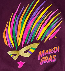 Vtg Mardi Gras Sweat Shirt XL Adult Large Tultex Neon Drag Mask Sangria Purple