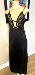 Vintage Kaydette Long Gown Sz 30/32 Black Nightgown xbw