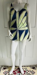 Vintage 1970’s Rose Marie Reid Blue Green One Piece Skirted Swimsuit Size 12