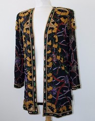 Jasdee Vintage Jacket Hand work Beading & Hand Print On Silk Style 6040L