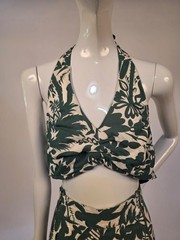 VINTAGE 1940’S SHADOW PRINT COTTON 2 PC PLAYSUIT W JUNGLE HUNTER THEME