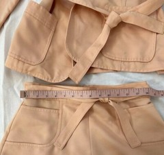 VINTAGE 70s Blazer Skirt SET Size XS/Small Stretch Pockets Peachy Pink Amazing!