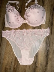 Marks & Spencer Per Una NWOT Panty (Sz 16) Pink Embroidered Net Bra*** (Sz 34DD)