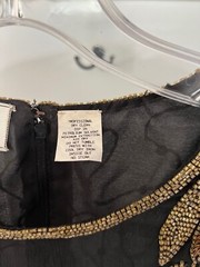 Vintage Dress Stenay Beaded Sequins Silk Black Size 16 NWOT