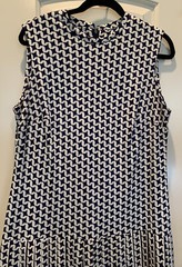 Vintage Mod Retro Nancy Greer NY Pleated Blue White Orange Dress