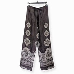 LAPIS vtg 90’s rayon blend boho whymsy goth sunflower high rise wide leg pants M