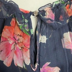 Johnny Was 100% Silk Floral Boho Mini Dress Cottagecore Romantic Festival