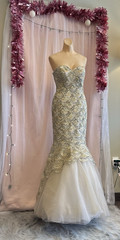 Vintage Y2K 2000s Prom Dress Mermaid Sequins Strapless Fairy Ombre Formal S