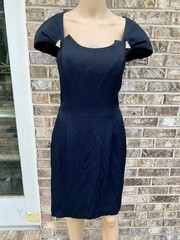 Vintage 90s Nightway Black Pencil Dress With Pearl Pins