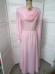 1970s Pink Maxi Hostess Dress Gown Evening Formal Prom Lightweight Sz Large