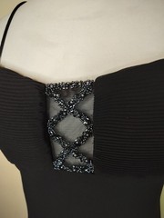 Vintage 90s Onyx Nite Maxi Prom Dress Size 10 Beaded Sheer Mesh Neckline Black