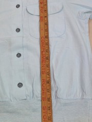 Vintage 80s Blue Blouson Blouse Buttons Banded Hem Dolman Sleeve Minimalist M