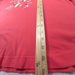 Vintage Pacer Karen Scott Red Floral Applique Cotton T-Shirt Size M 2000s Y2K