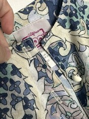 Vintage California Looks Blue Floral Paisley Secretary Dress Elastic Waist 8P