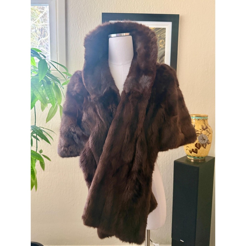 Vintage 1960s Dark Mink Fur Stole / Wrap | Mint Condition