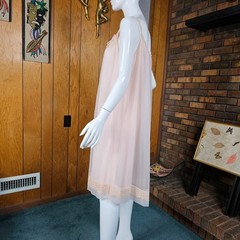 Vtg 60s Whipped Pink Babydoll Sheer Chiffon Double Layer Nightie Pajama M/L/XL